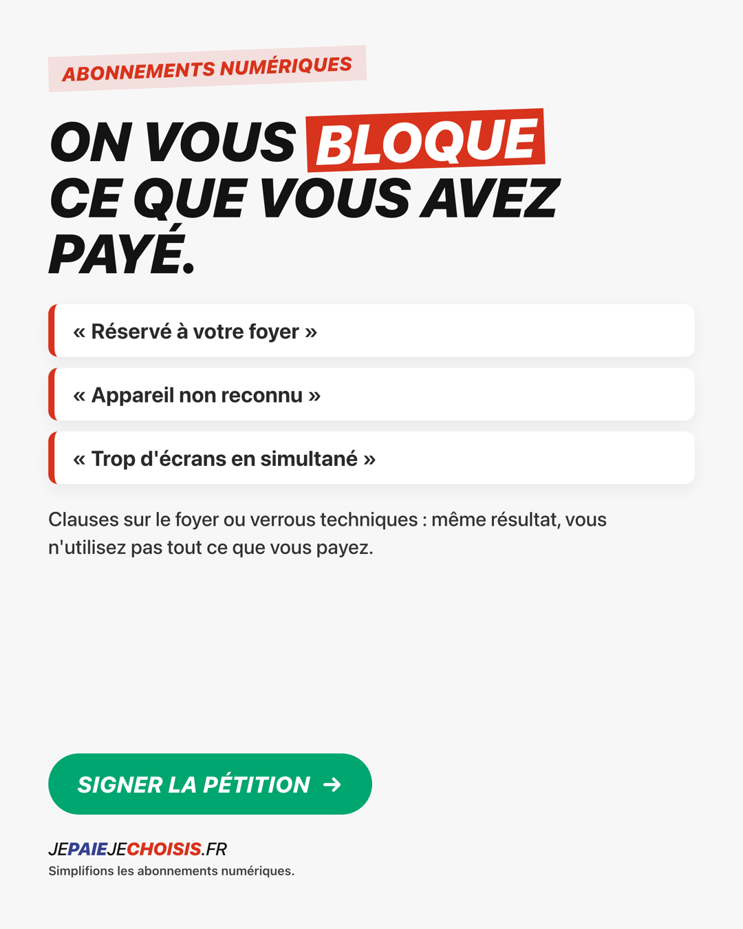 Affiche : On vous bloque ce que vous payez